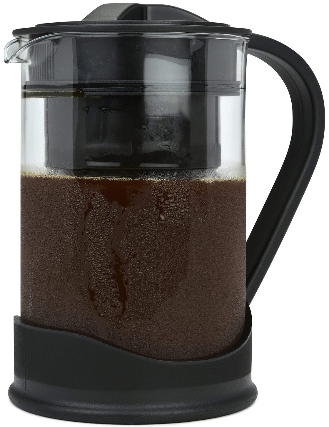 Cafetera de café frío Spigo con jarra de vidrio de borosilicato, color negro, 1 litro, 8 x 5 pulgadas
