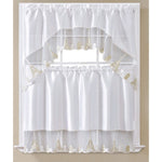 Paris Embroidered Kitchen Curtain Set, Swag 60x36, 30x36 Inches