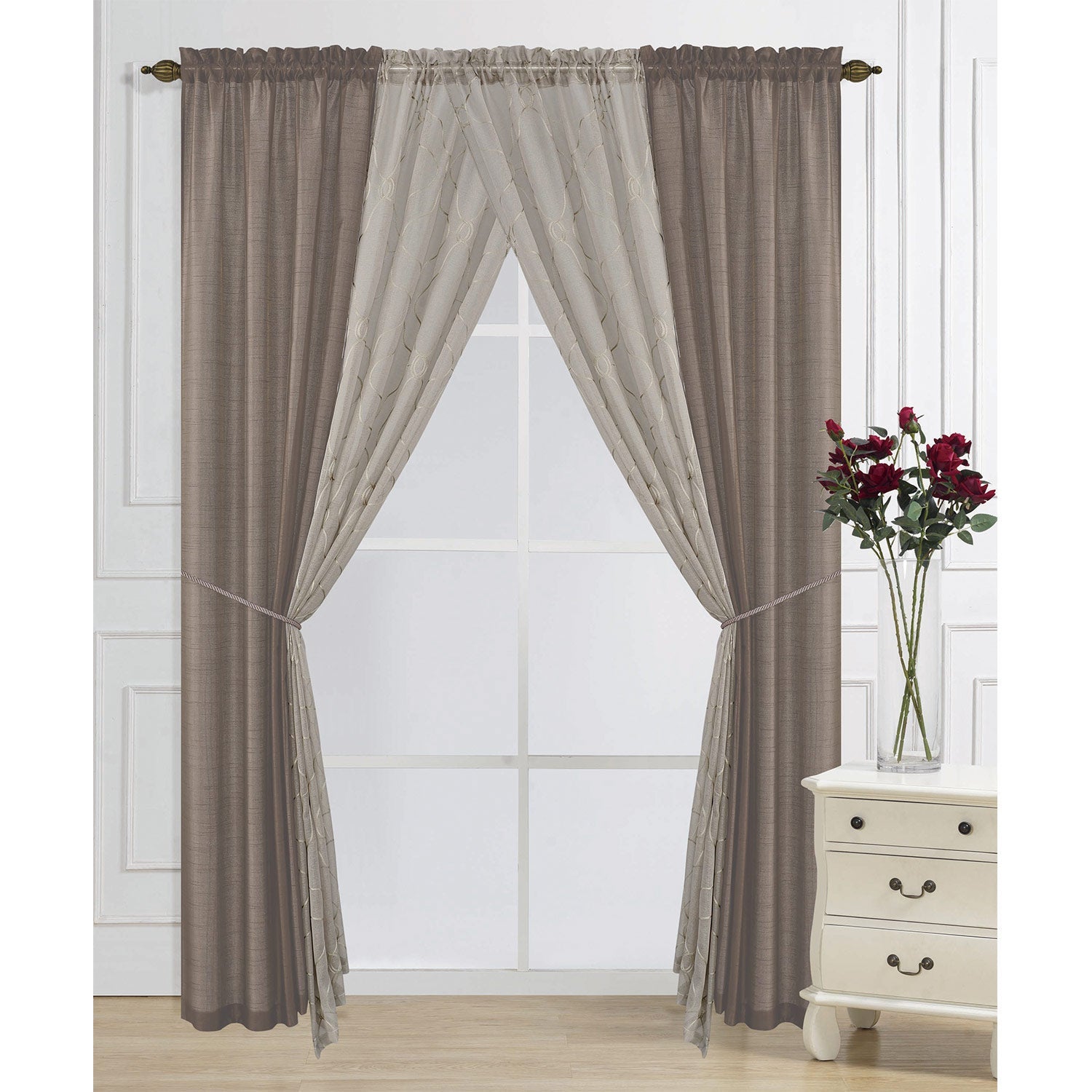 PREMIUS Flame 6 Piece Window Panel Set, 38x84 Inches