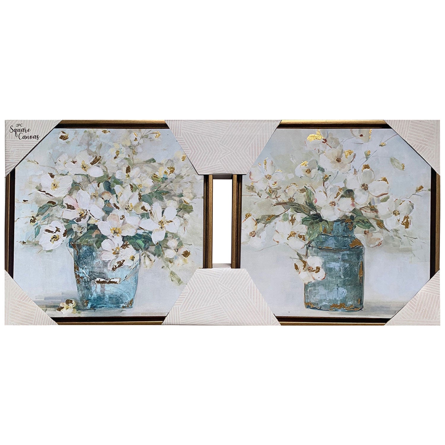 Premius 2 Piece Floral Arrangement Framed Canvas Wall Art Set, 12x12 Inches