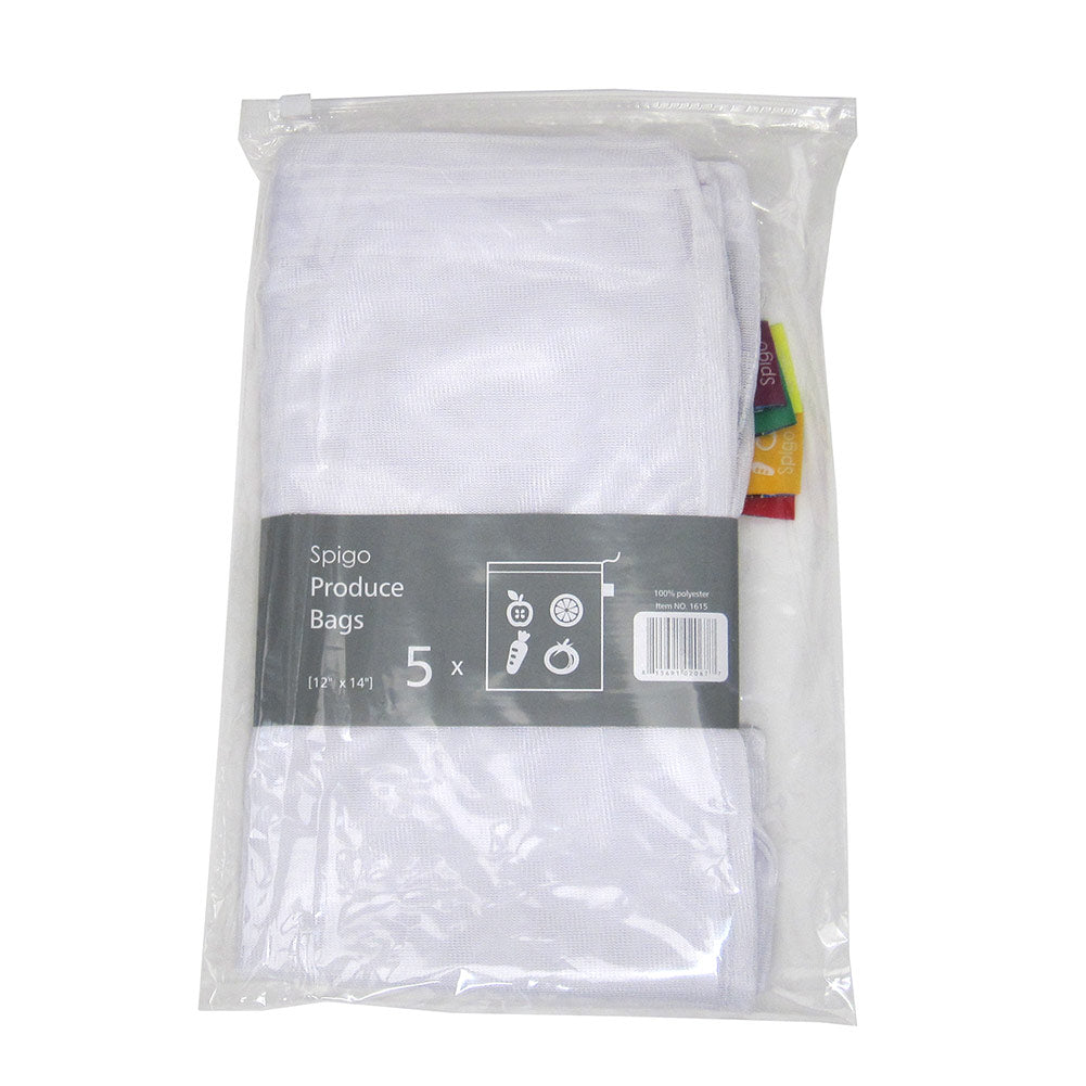 Bolsas de malla reutilizables y lavables Spigo, 5 unidades, 12 x 14 pulgadas