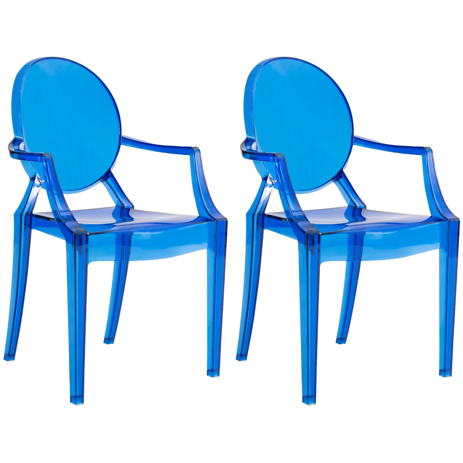 JOON - Juego de 2 sillas fantasma para niños con reposabrazos, 25 x 13 x 14,5 pulgadas, transparente
