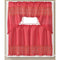 Juana Floral Kitchen Curtain Set with Fringes, Red, Swag Valance 60x36, Tiers 30x36 Inches