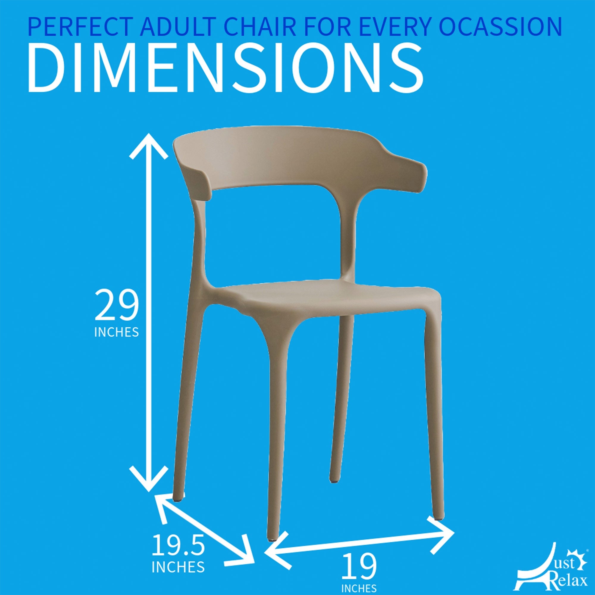 Sillas de comedor apilables de plástico para piscina Just Relax Jasper, para interior y exterior, paquete de 4