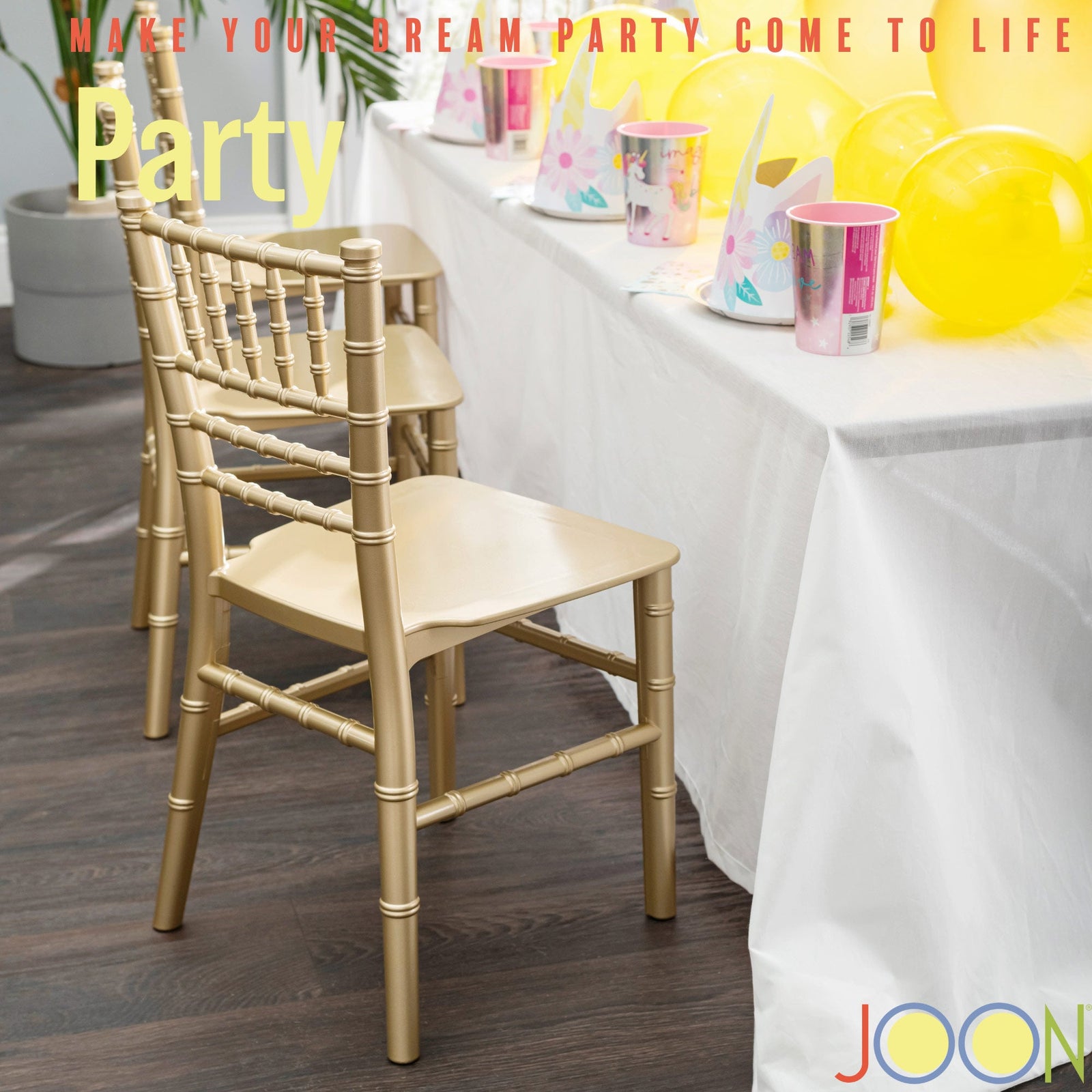 Sillas Tiffany Chiavari para niños JOON, paquete de 2, 25 x 13 x 14,5 pulgadas