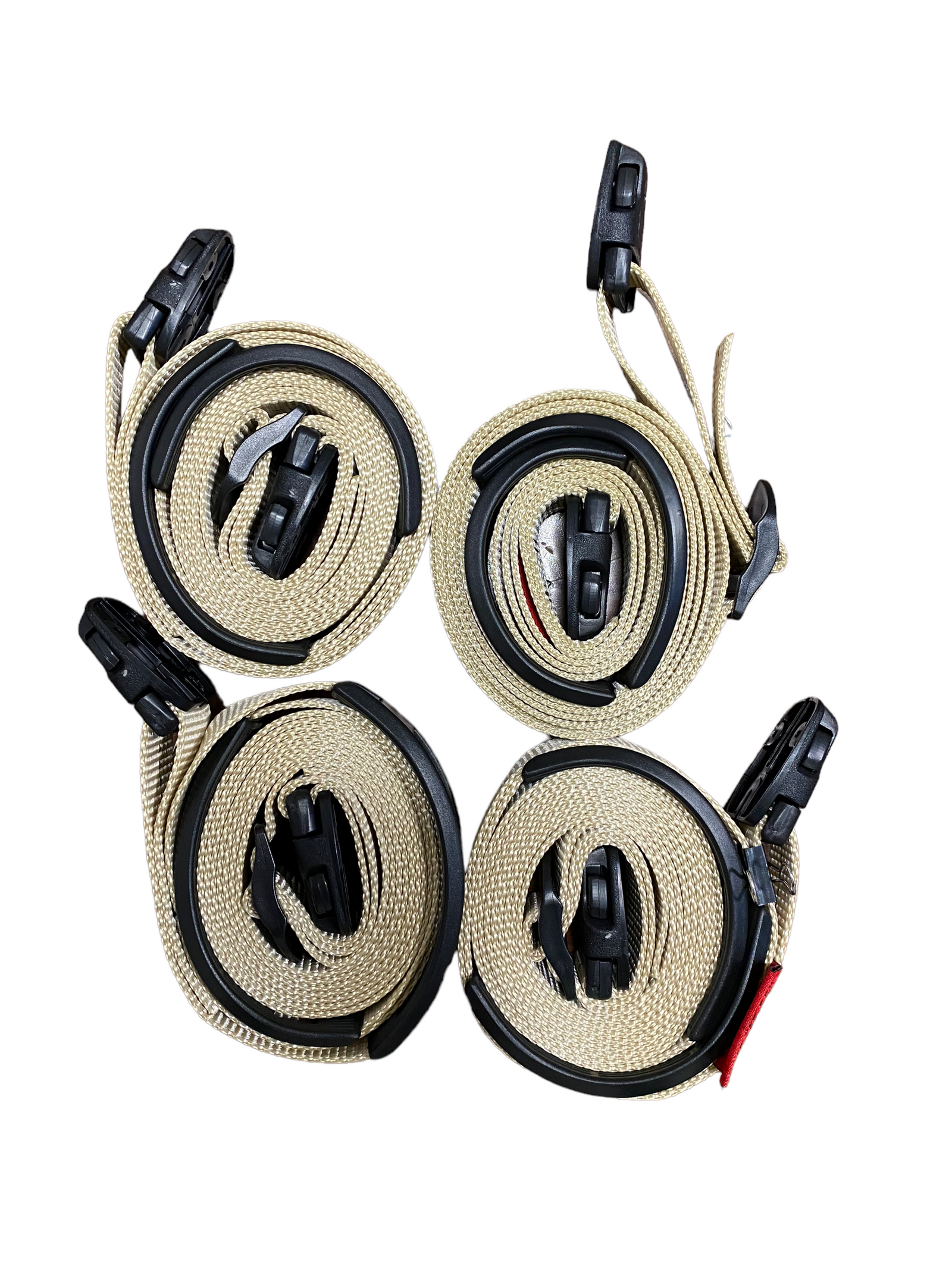 Correas de viento ajustables para cubierta de jacuzzi con hebilla ACW color canela de 3 m | 2 kits completos