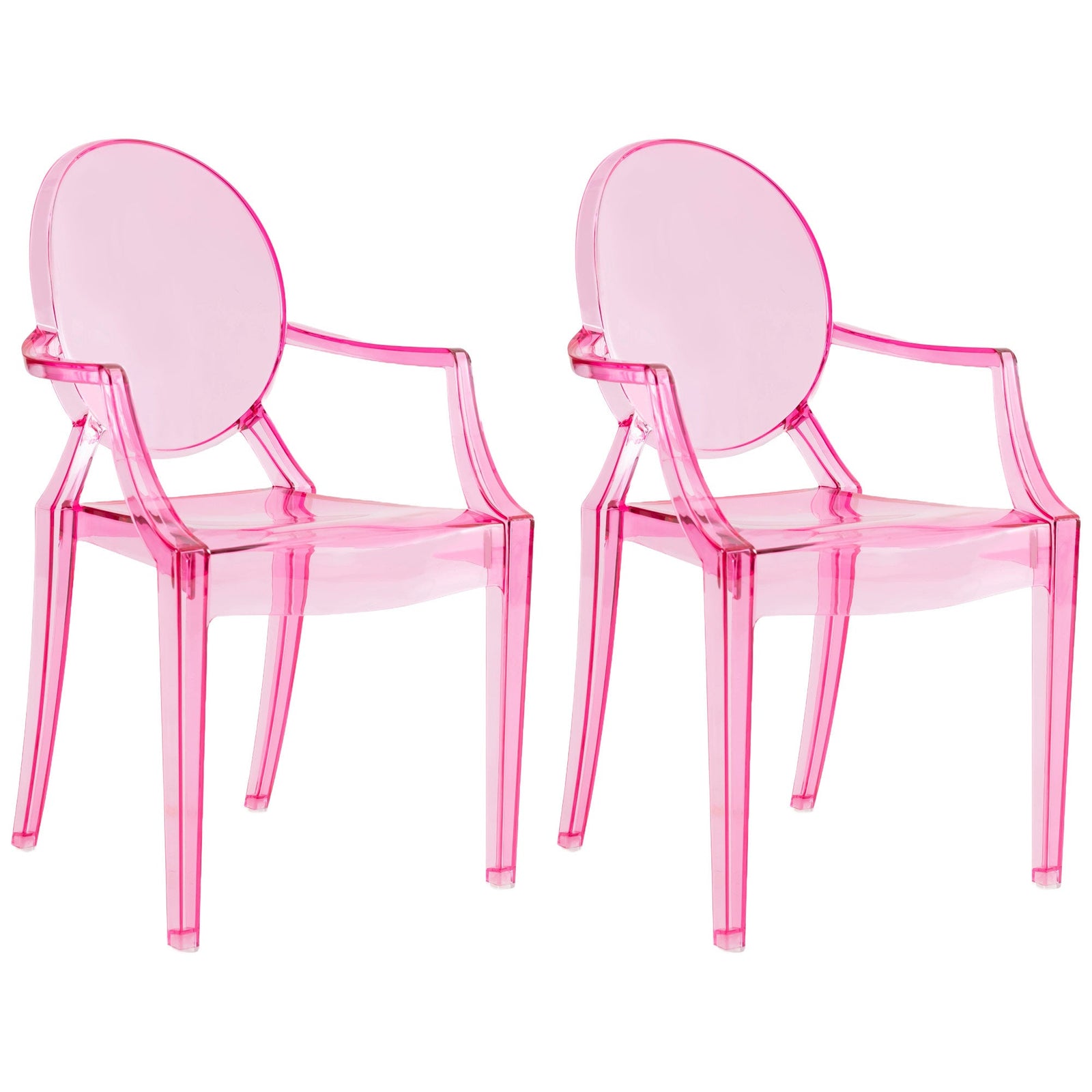 JOON - Juego de 2 sillas fantasma para niños con reposabrazos, 25 x 13 x 14,5 pulgadas, transparente