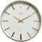 PREMIUS Round Glass Covered Modern Minimalist Clean Lines Wall Clock, Gold, 12 Inches