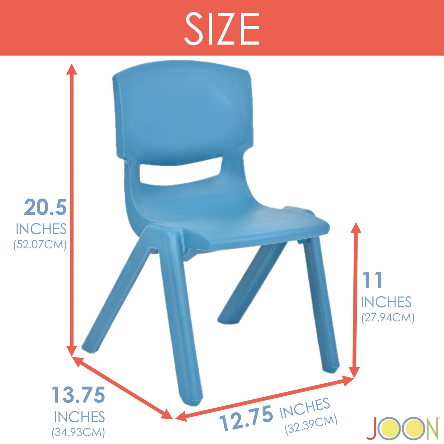 Sillas de aprendizaje apilables de plástico para niños JOON, azul cielo, 20,5 x 12,75 x 11 pulgadas, paquete de 2 (paquete de 2)