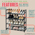 PREMIUS 4 Layer Mesh Shelf Shoe Rack, Black, 29.9x29.1x12 Inches