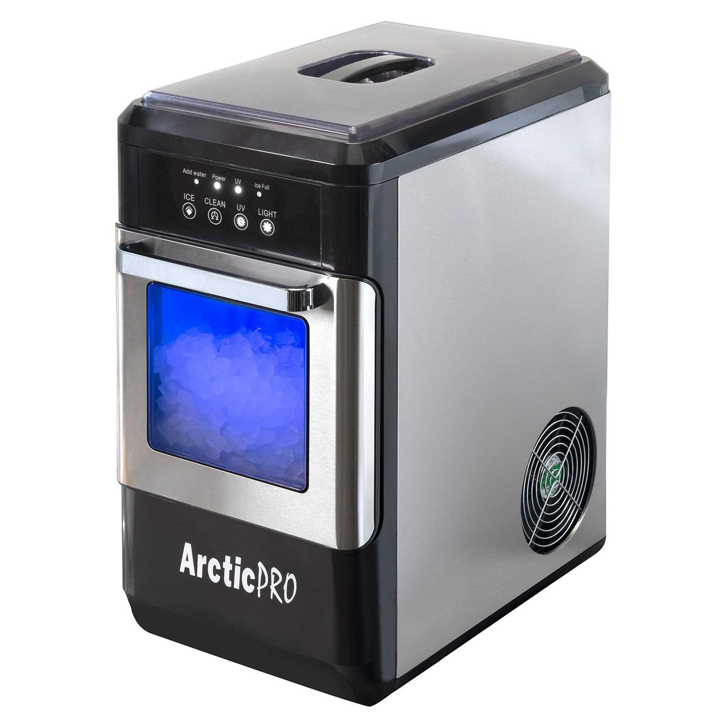 Arctic-Pro Ice Pellet Portable Ice Maker with UV Light and Ice Draw, Black-Stainless Steel