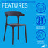 Sillas de comedor apilables de plástico para piscina Just Relax Jasper, para interior y exterior, paquete de 4