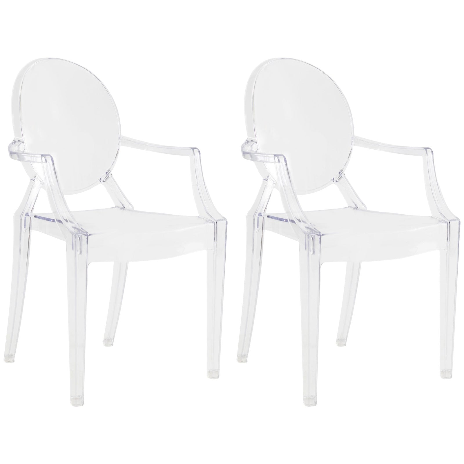 JOON - Juego de 2 sillas fantasma para niños con reposabrazos, 25 x 13 x 14,5 pulgadas, transparente