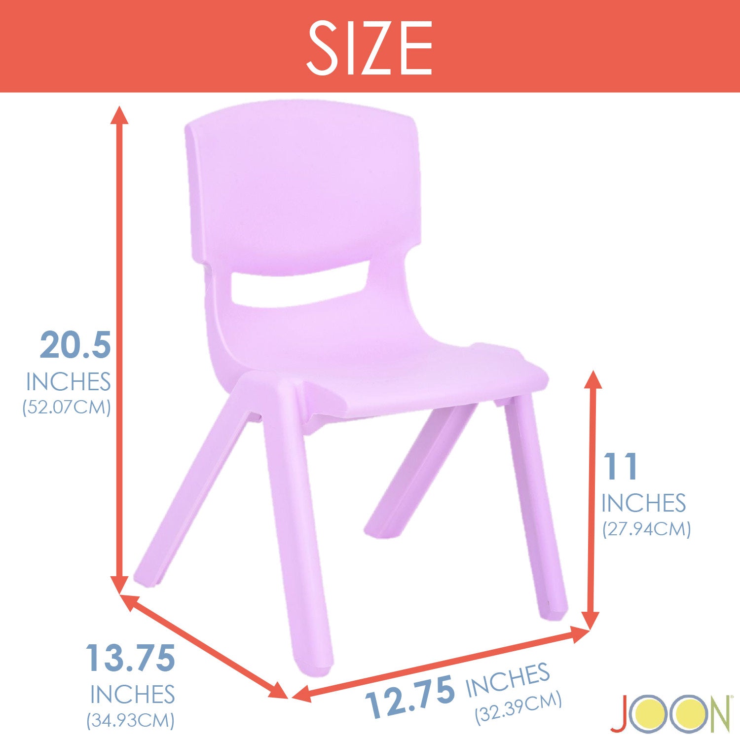 Sillas de aprendizaje apilables de plástico para niños JOON, color lila, 20,5 x 12,75 x 11 pulgadas, paquete de 2 (paquete de 2)