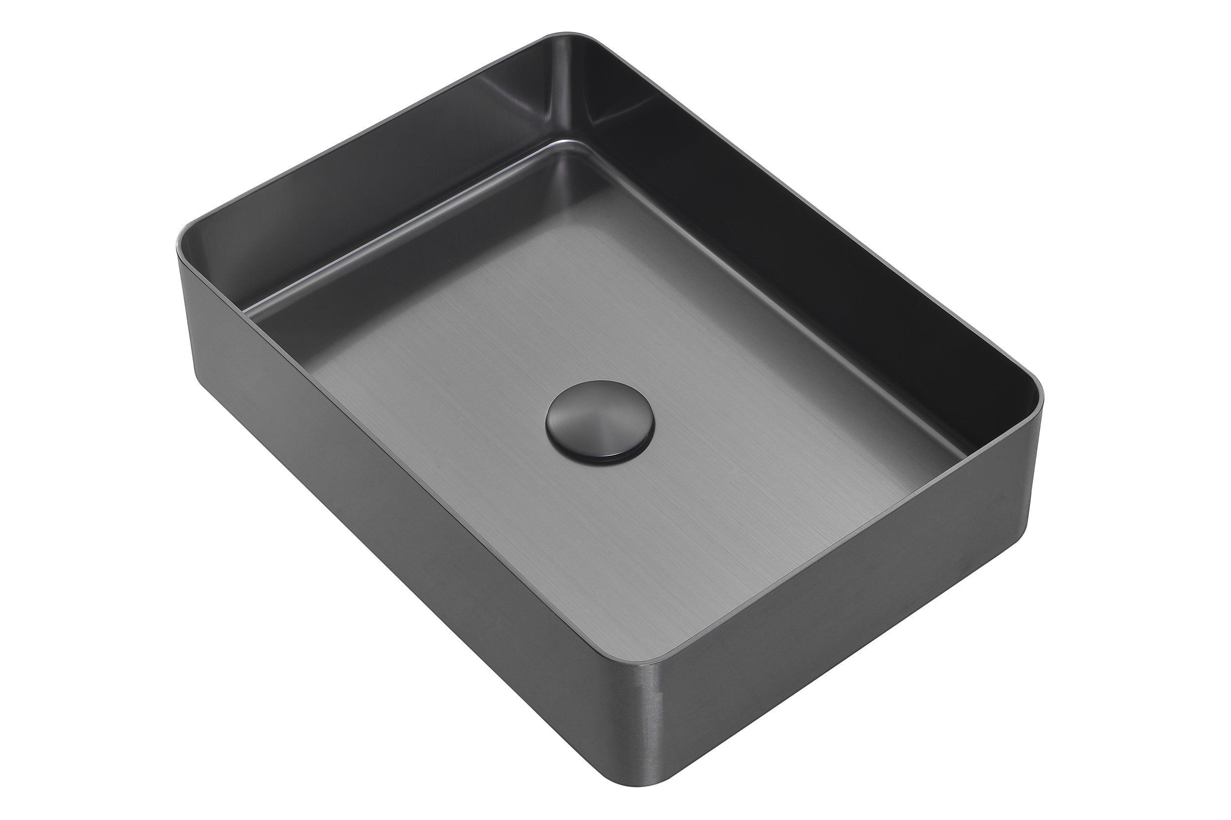 Lavabo de baño rectangular Zeek de 18” x 13” en color negro metalizado con revestimiento de PVD Nano Tech de acero inoxidable ZN-B183