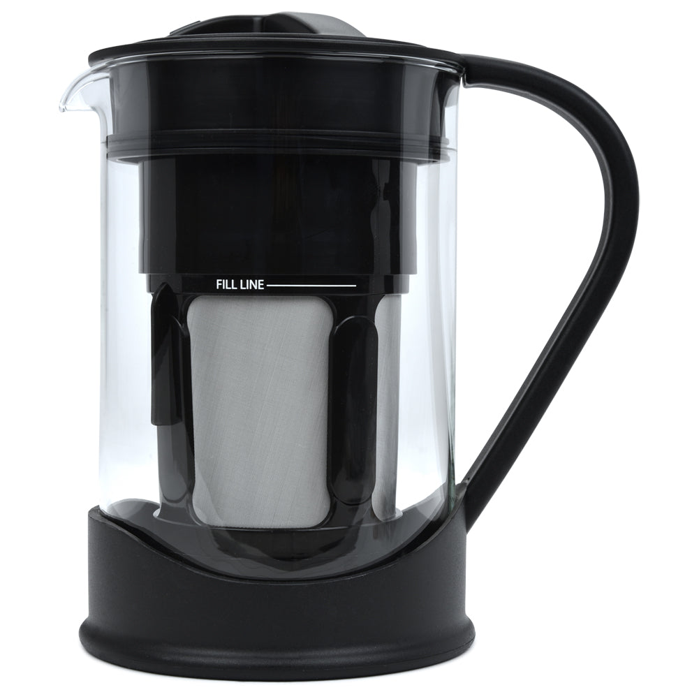 Cafetera de café frío Spigo con jarra de vidrio de borosilicato, color negro, 1 litro, 8 x 5 pulgadas