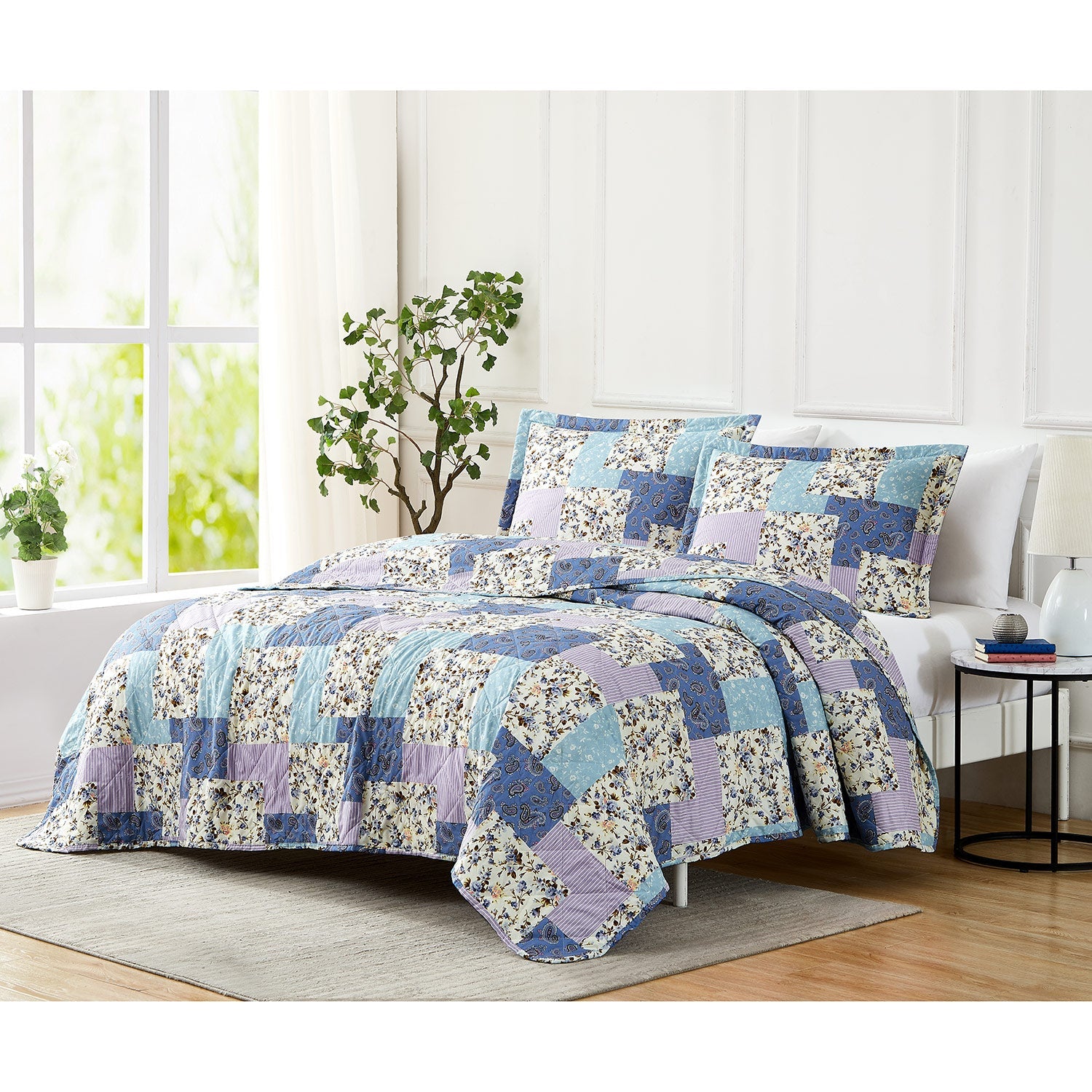 Laguna Vintage Patch 3-Piece Reversible Quilt Set, Multi
