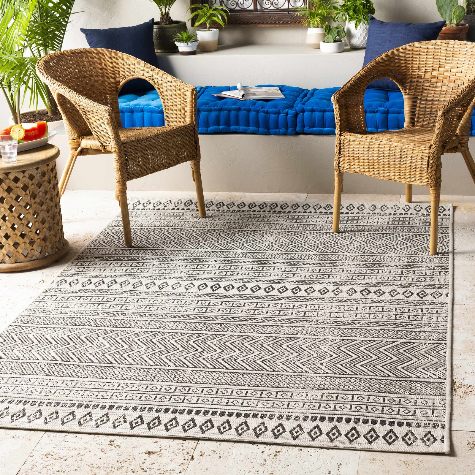Alfombra para exteriores en blanco y negro de Imboden