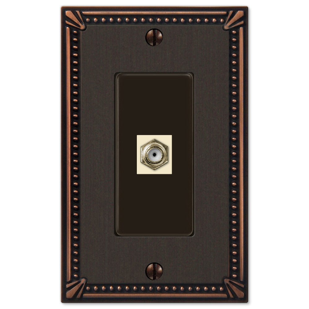 Imperial Bead Aged Bronze Cast - 1 Cable Jack Wallplate