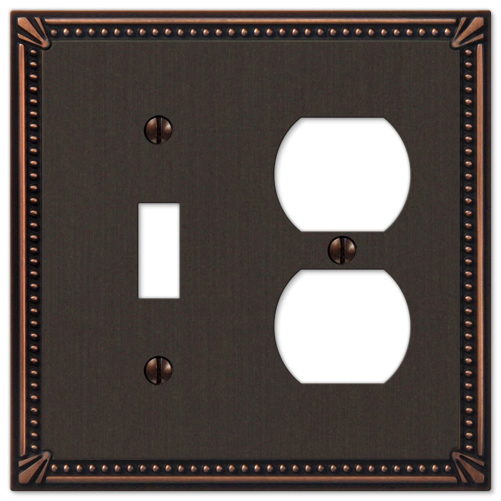 Cuentas imperiales de bronce envejecido fundido: 1 palanca/1 placa de pared dúplex