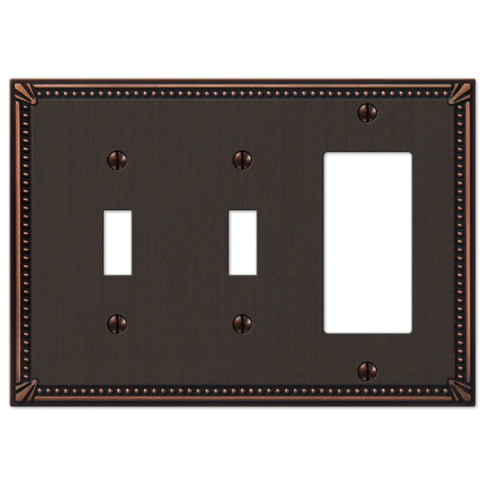 Placa de pared de bronce envejecido con cuentas imperiales, 2 palancas y 1 balancín