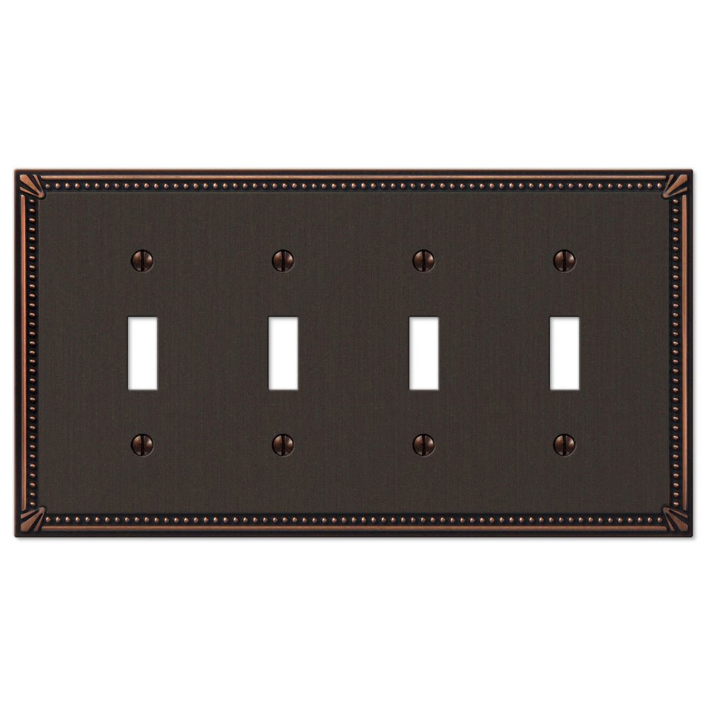 Placa de pared de bronce envejecido con cuentas imperiales - 4 palancas