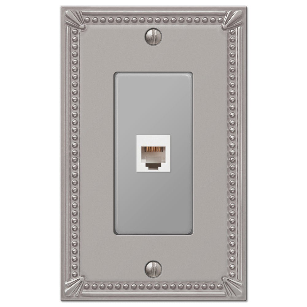 Placa de pared con conector telefónico de níquel cepillado Imperial Bead