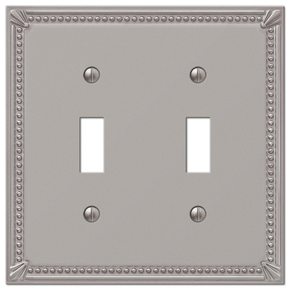 Placa de pared con 2 palancas de níquel cepillado fundido Imperial Bead