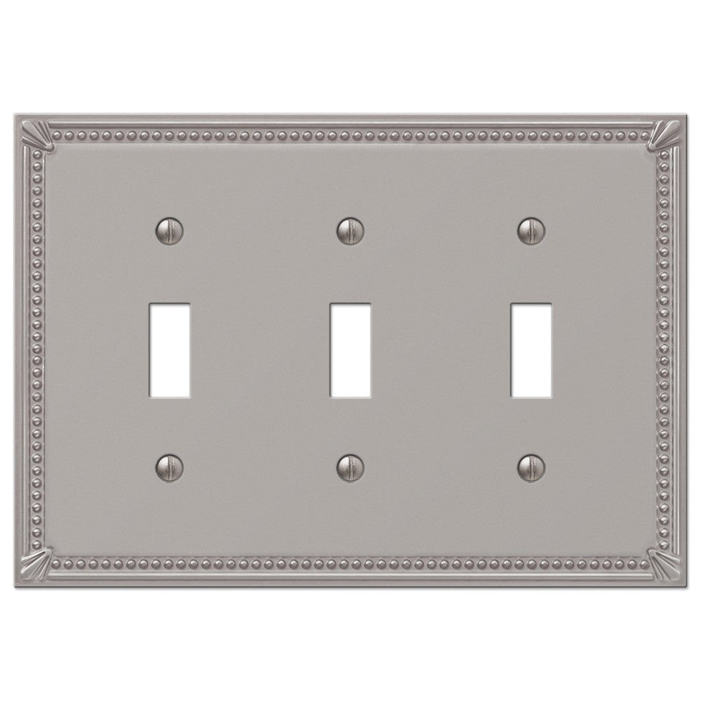 Placa de pared con 3 palancas de níquel cepillado fundido Imperial Bead