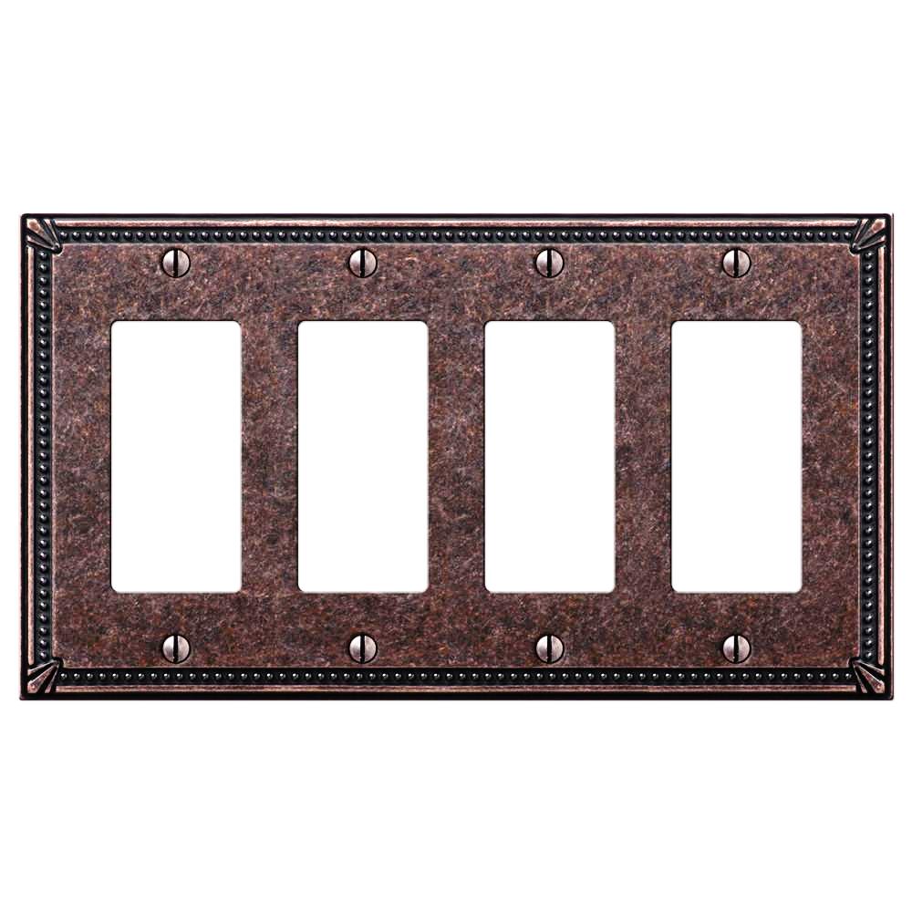 Placa de pared de bronce envejecido pulido con cuentas imperiales - 4 balancines