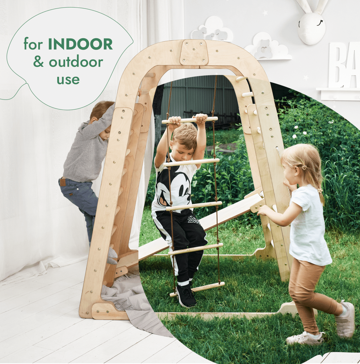 Indoor Playground for Children - 7 in 1 Playground + Swings Set + Slide Board + Art Set