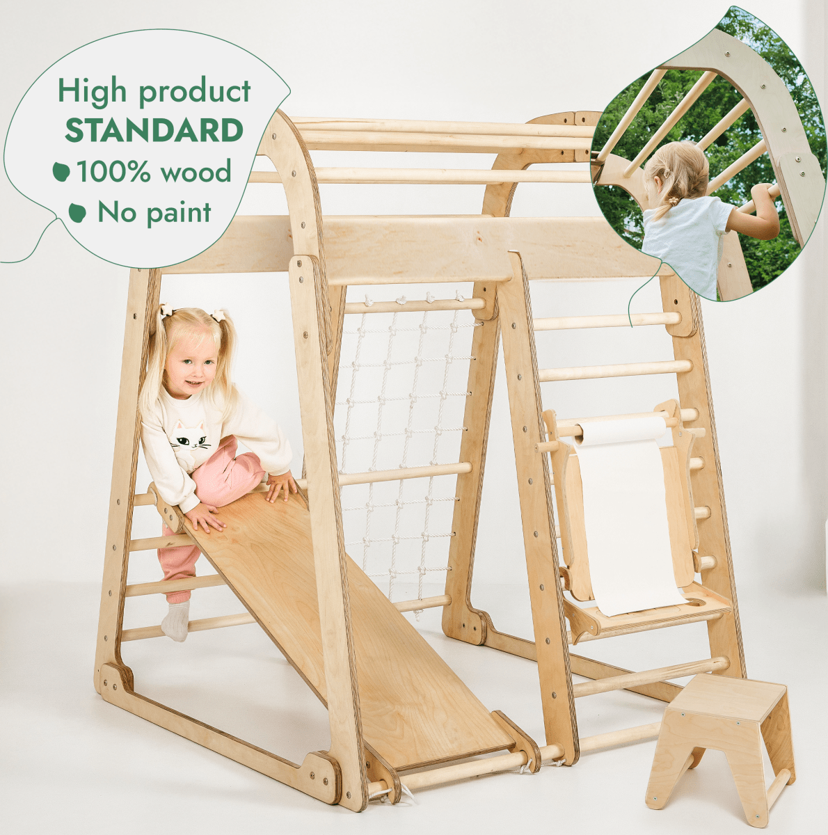 Indoor Playground for Children - 7 in 1 Playground + Swings Set + Slide Board + Art Set
