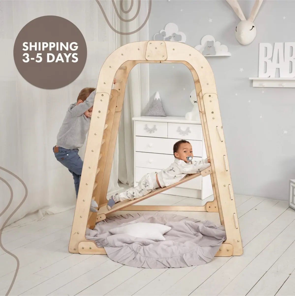 Indoor Wooden Playground for Children - 6 in 1 Playground + Swings Set + Slide Board