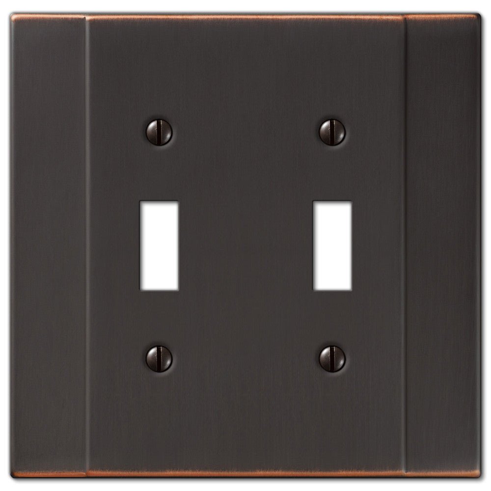 Italia Aged Bronze Steel - 2 Toggle Wallplate