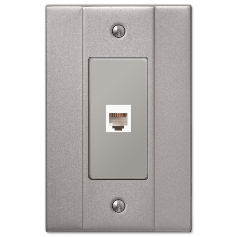 Placa de pared de acero niquelado cepillado de Italia - 1 toma de teléfono