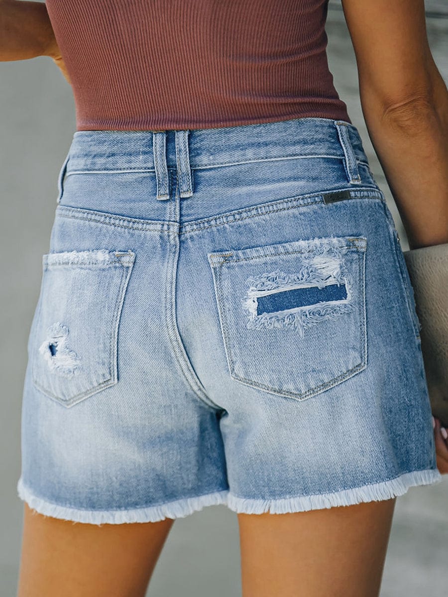 Patchwork Denim Shorts