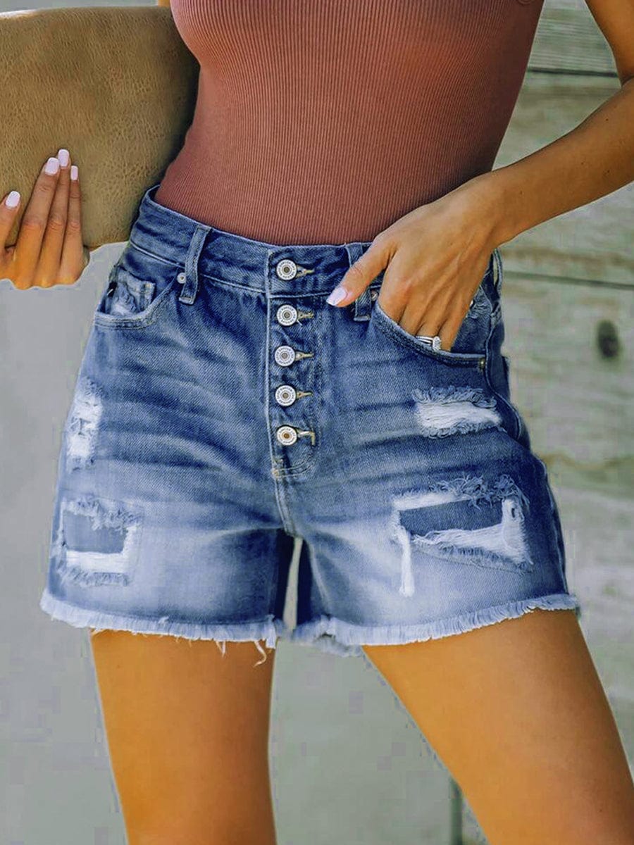 Patchwork Denim Shorts