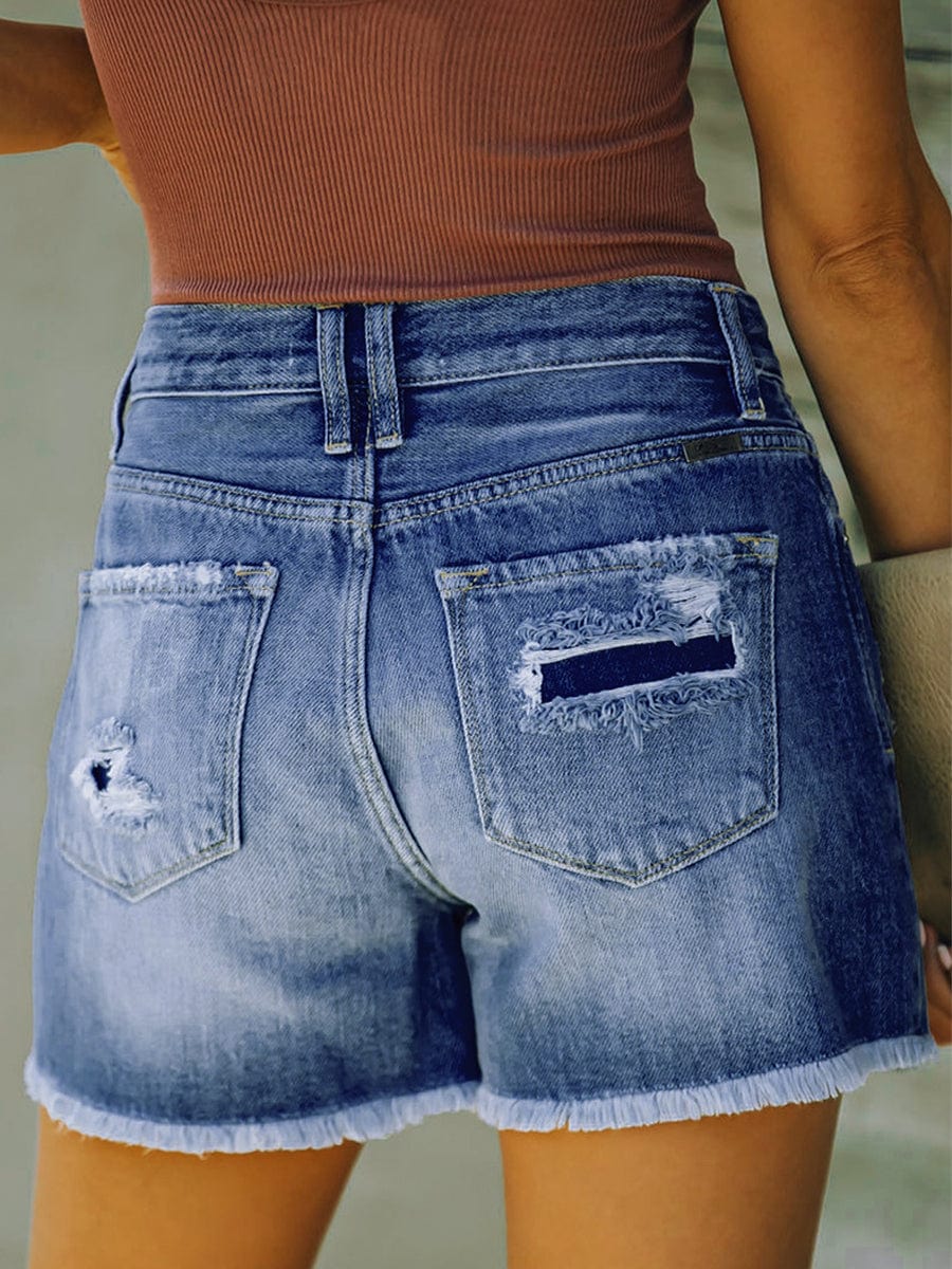 Patchwork Denim Shorts