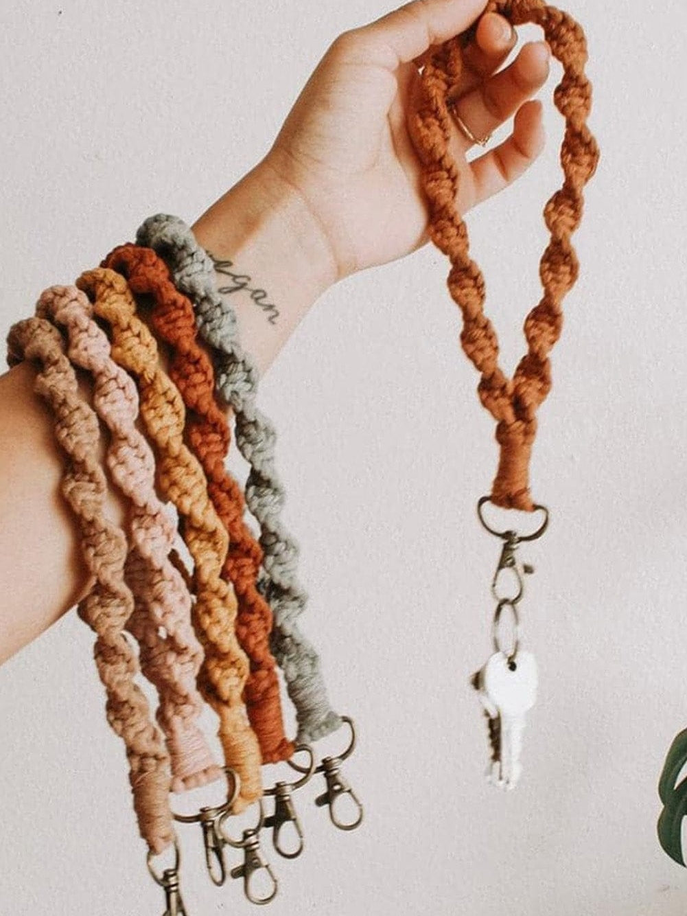 Khaki Twisted Rope Keychain with Wristlet
