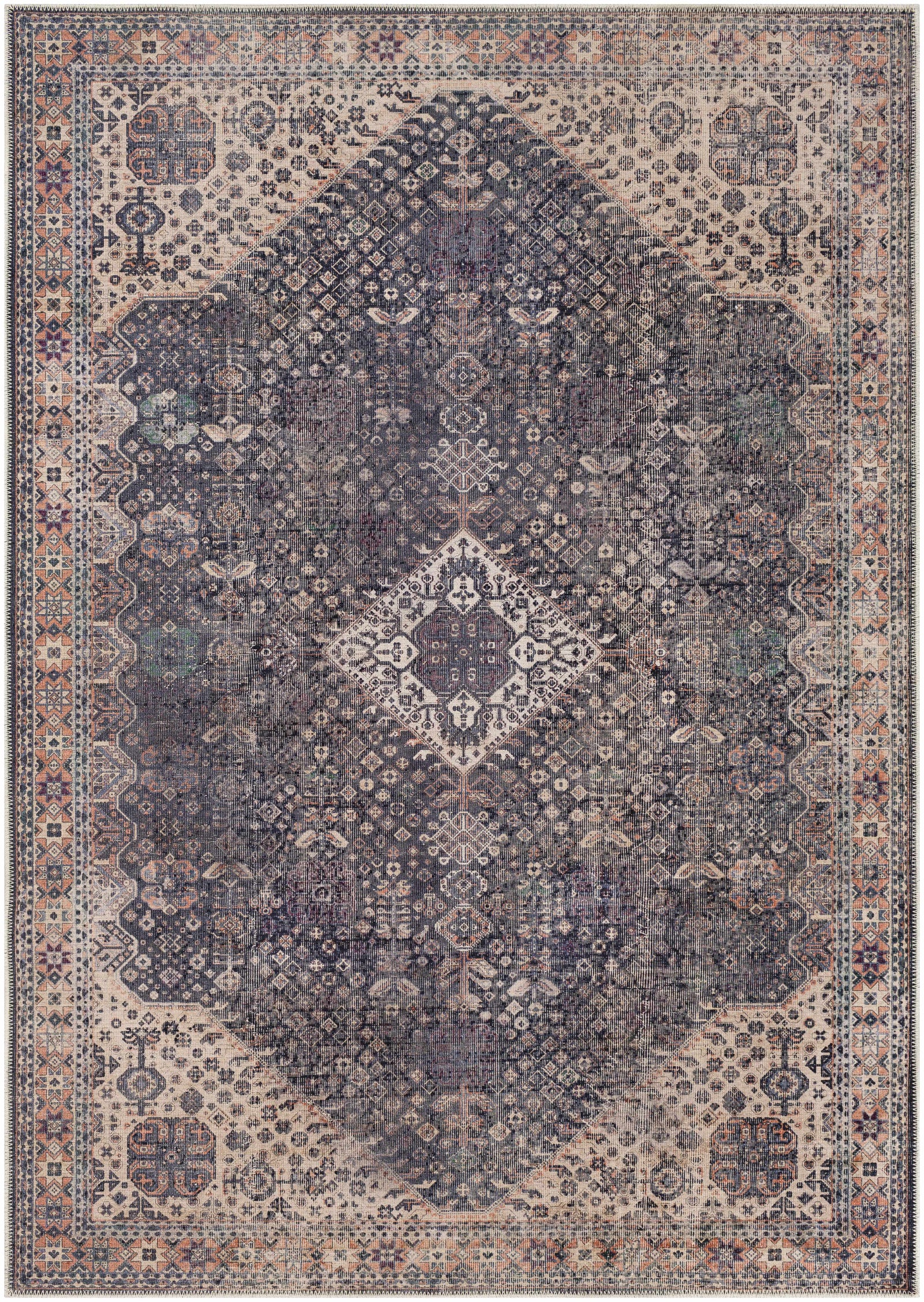 Alfombra lavable de pelo plano vintage Kittrell - Liquidación
