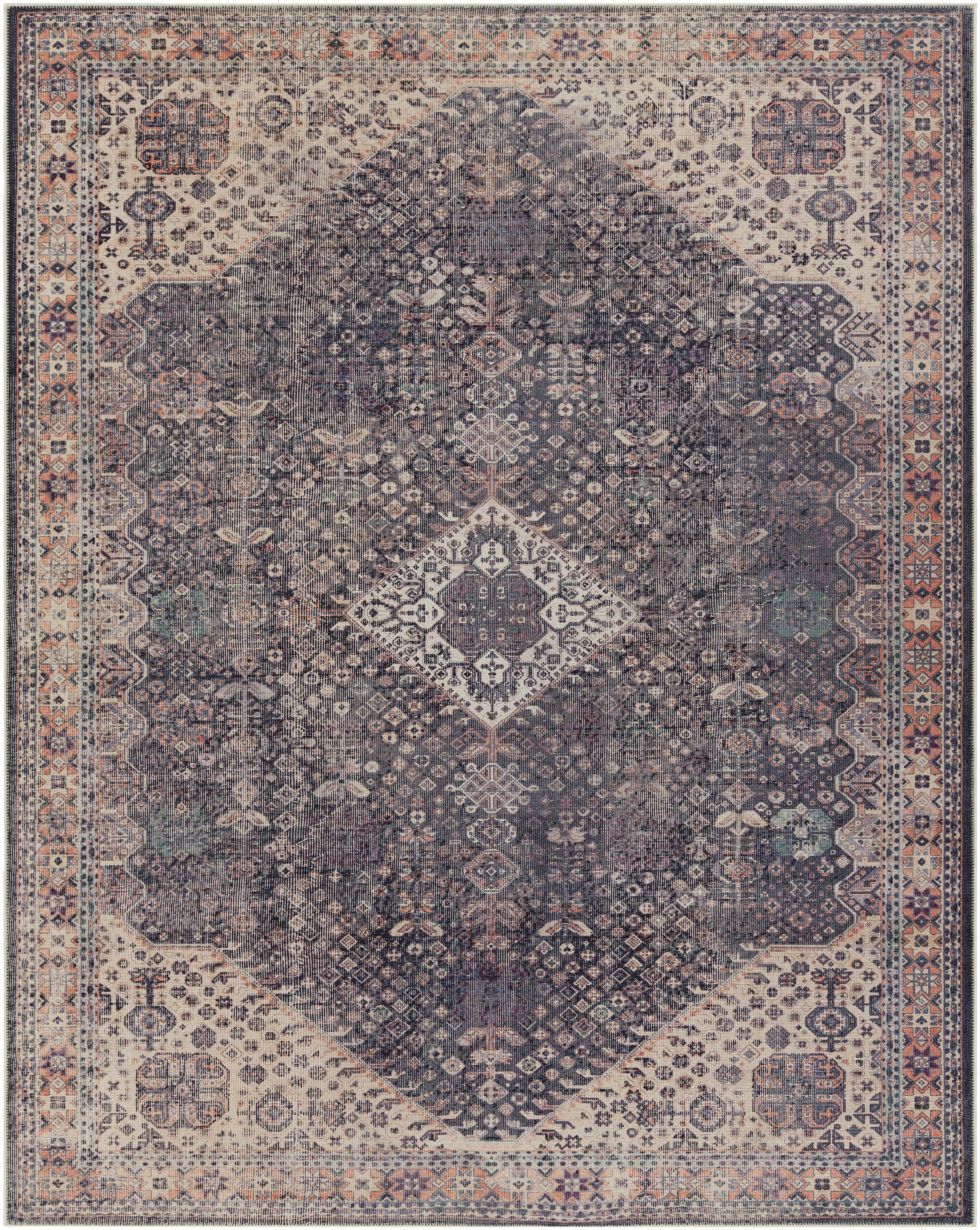 Alfombra lavable de pelo plano vintage Kittrell - Liquidación