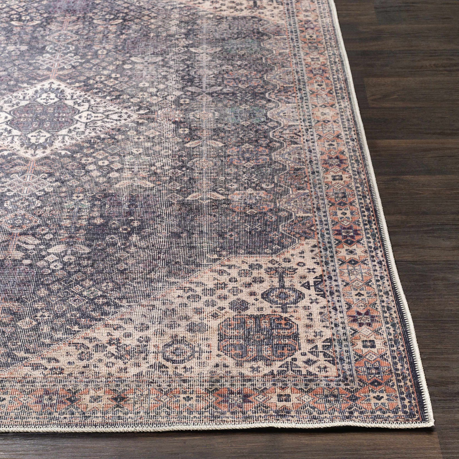 Alfombra lavable de pelo plano vintage Kittrell - Liquidación