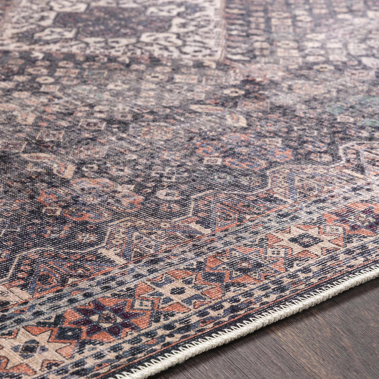 Alfombra lavable de pelo plano vintage Kittrell - Liquidación
