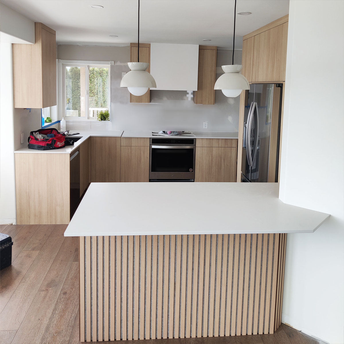 White Oak (Grey Felt) Willow Panel (8' height)