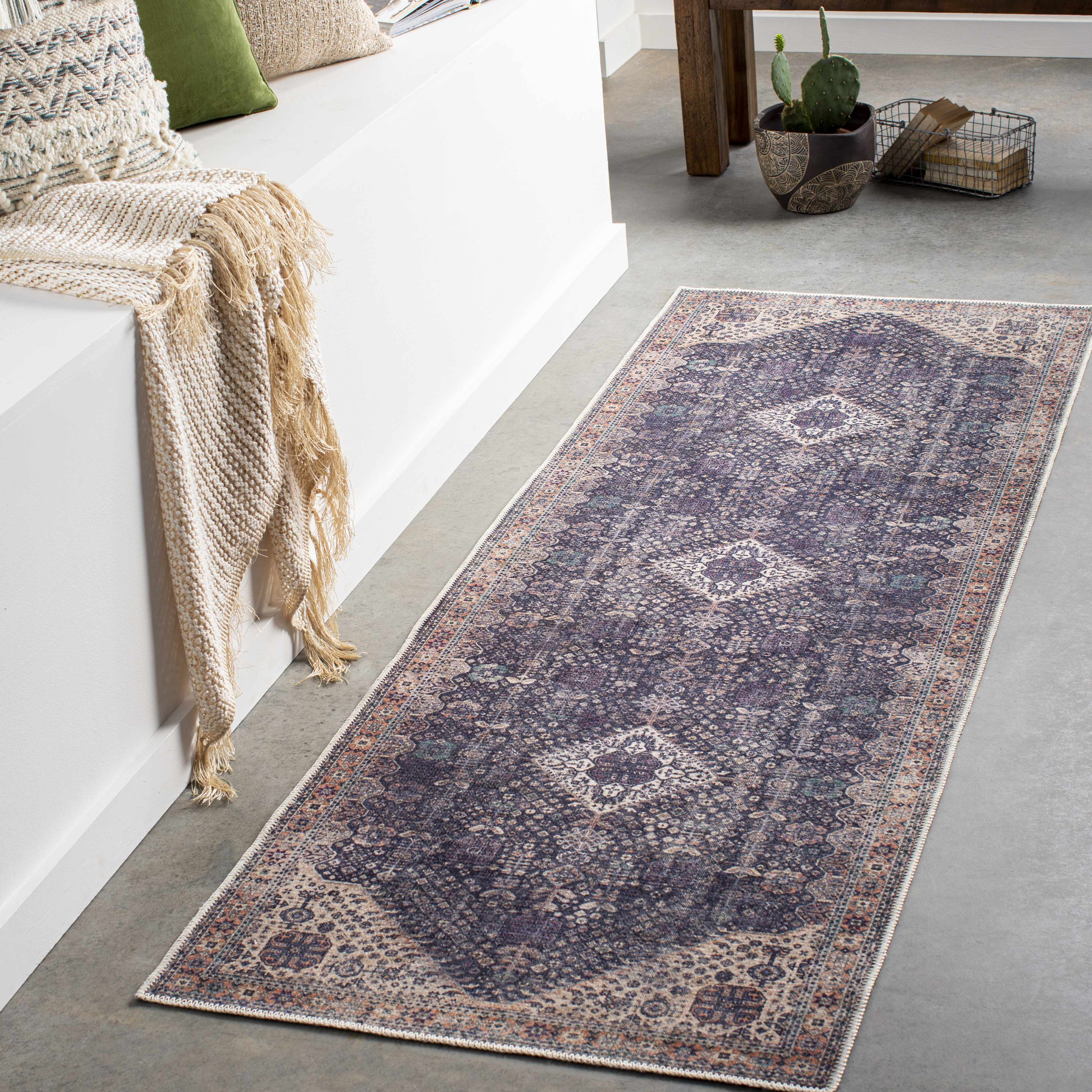 Alfombra lavable de pelo plano vintage Kittrell - Liquidación