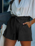 Knit Cotton Shorts with Ruffle Waist and Pockets
