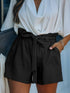 Knit Cotton Shorts with Ruffle Waist and Pockets
