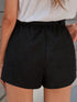 Knit Cotton Shorts with Ruffle Waist and Pockets