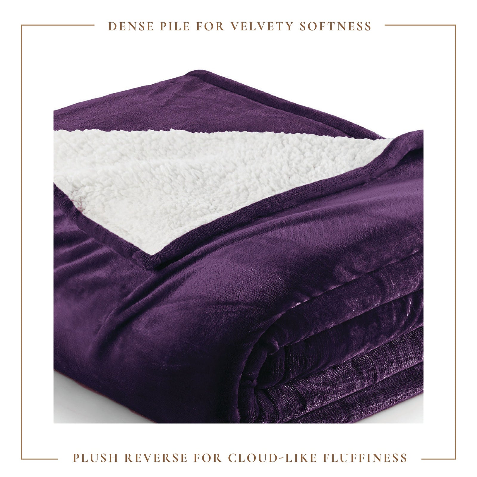 Velvet Plush Sherpa Bed Blanket - Sherpa Fleece Collection