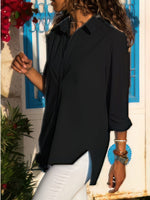 Simple Collared Side Split Top